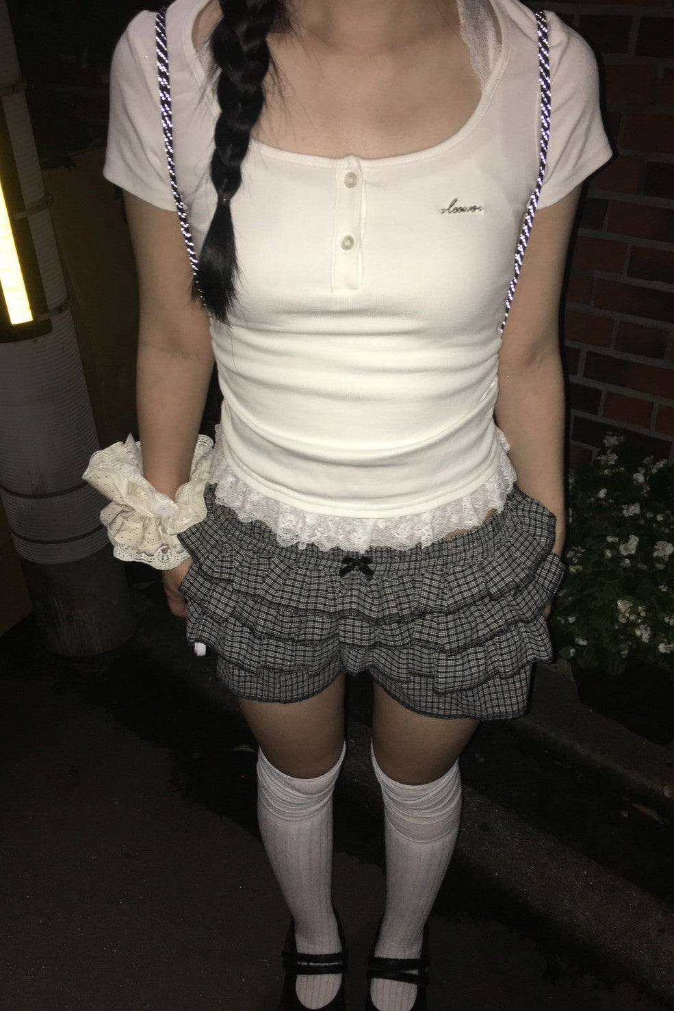 フロントリボンチェックスカート KR11068