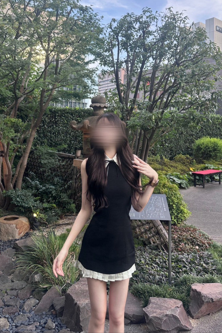リボン付きタイトプリーツワンピース KR11278