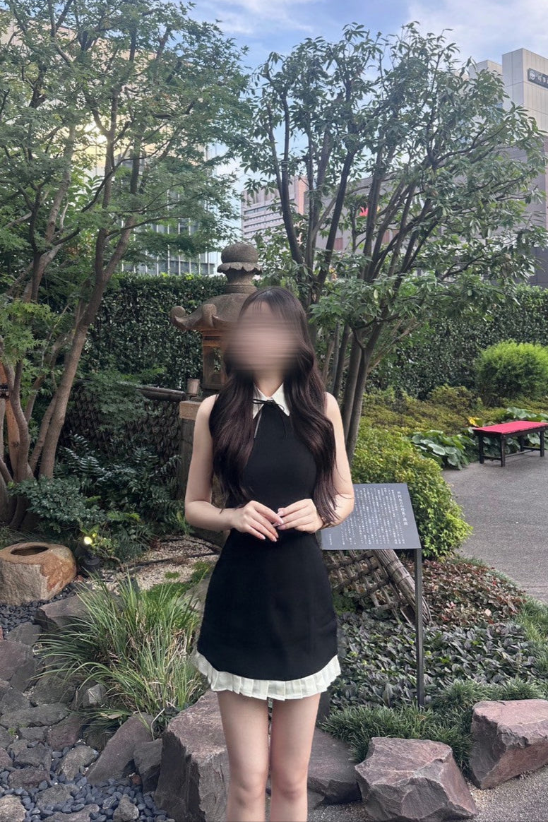 リボン付きタイトプリーツワンピース KR11278