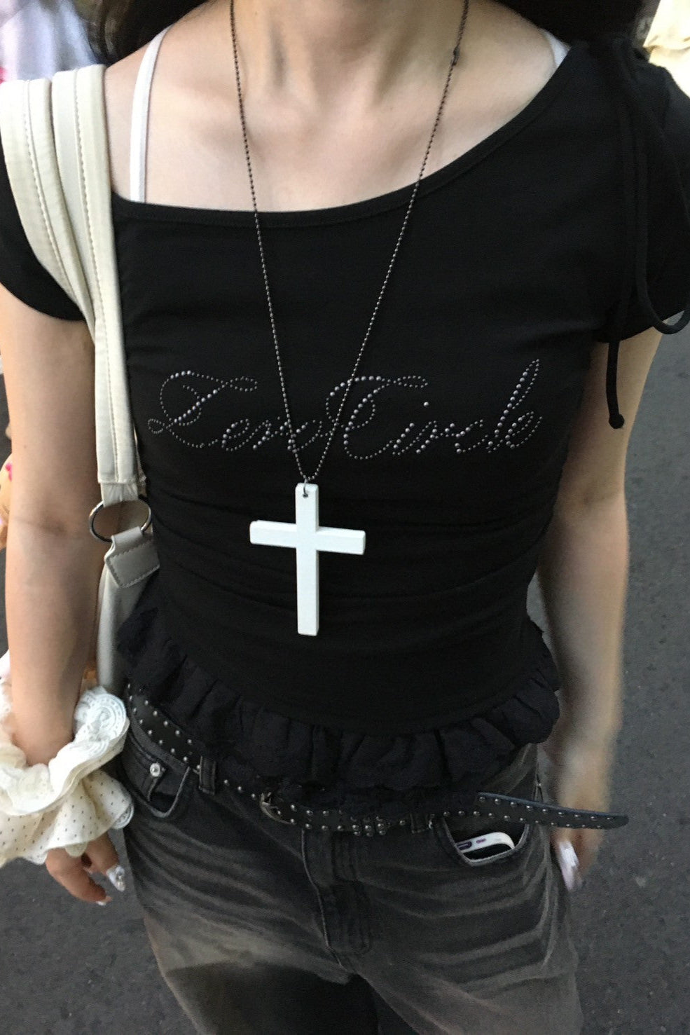 チョーカーフリルレイヤードTシャツ KR11066