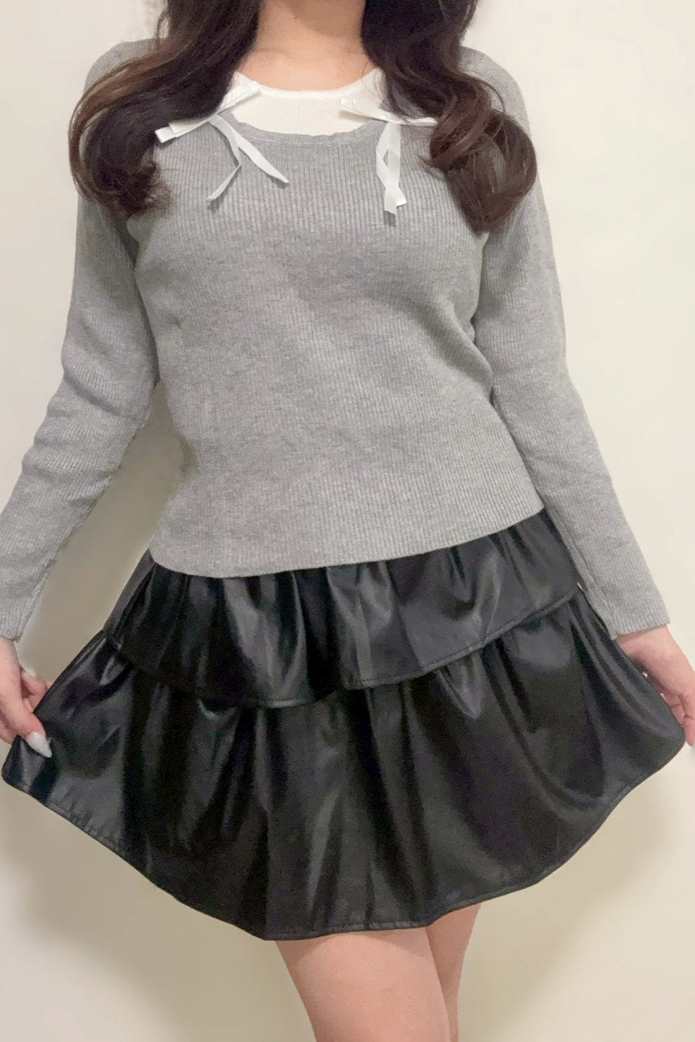 レイヤードレザースカート KR12463