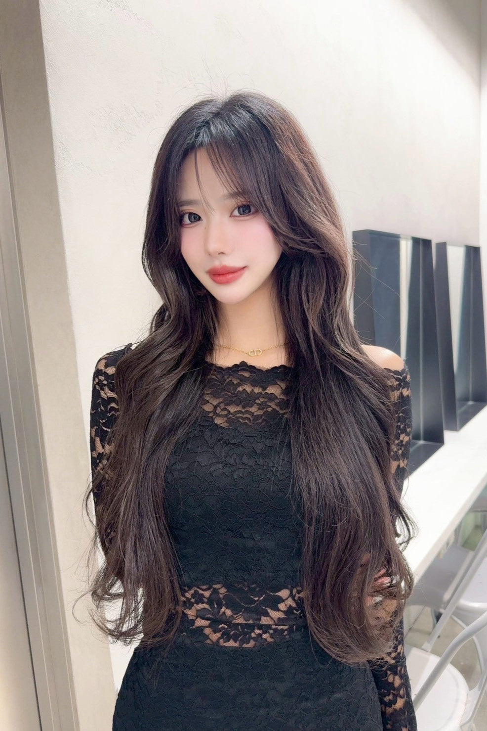 ブラックレースシースルーワンピース KR10989