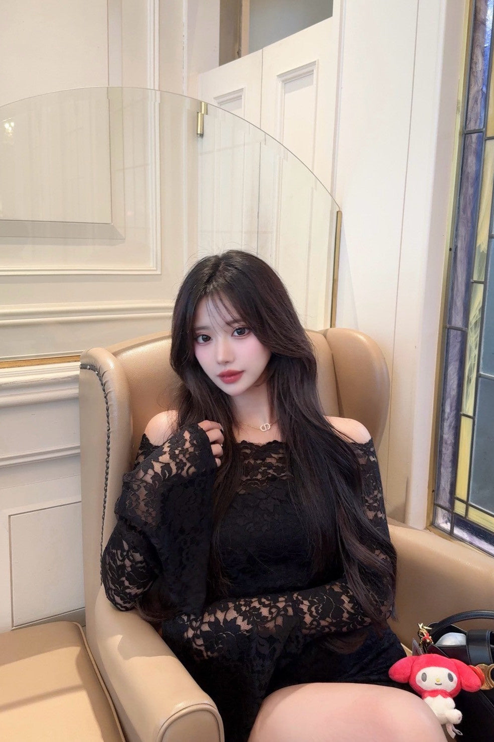 ブラックレースシースルーワンピース KR10989