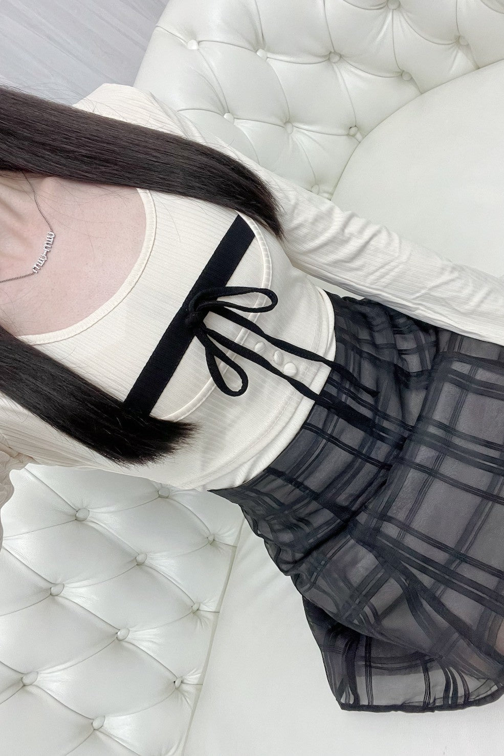 胸元リボンニットトップス KR13295