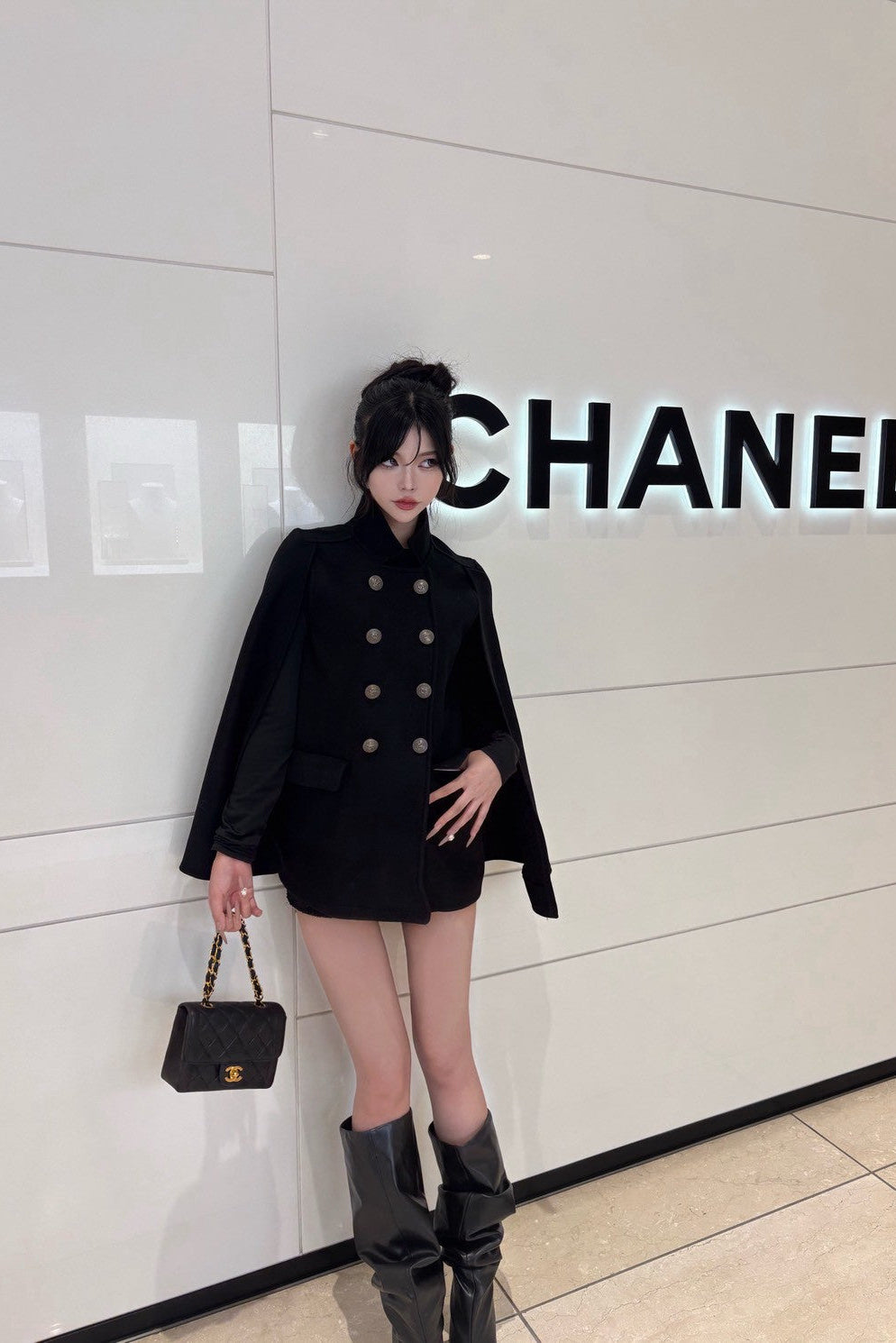 ドットサテンロングワンピース KR12322