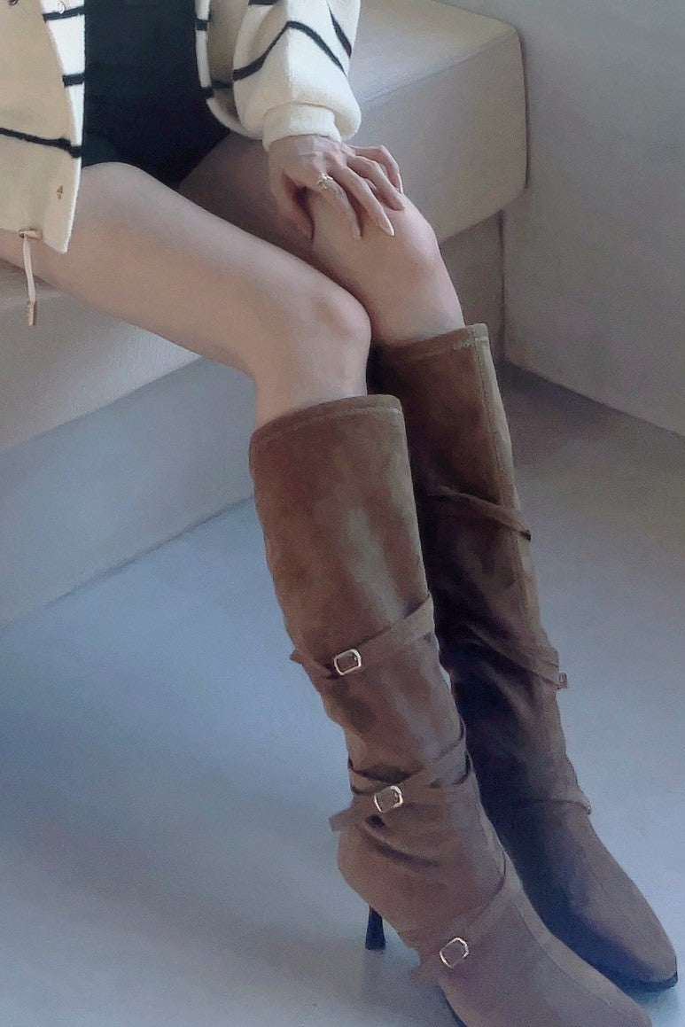 スエードベルトロングブーツ KR13373