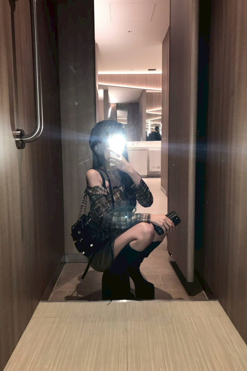 チェックオフショルワンピース KR13399