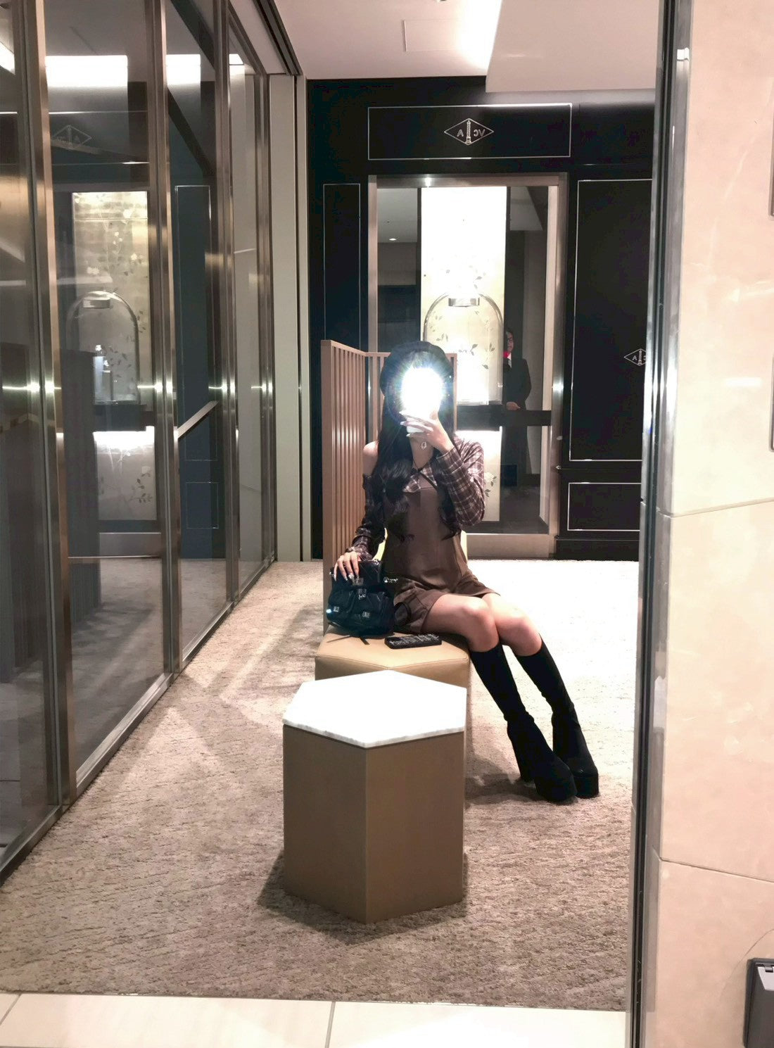 チェックオフショルワンピース KR13399