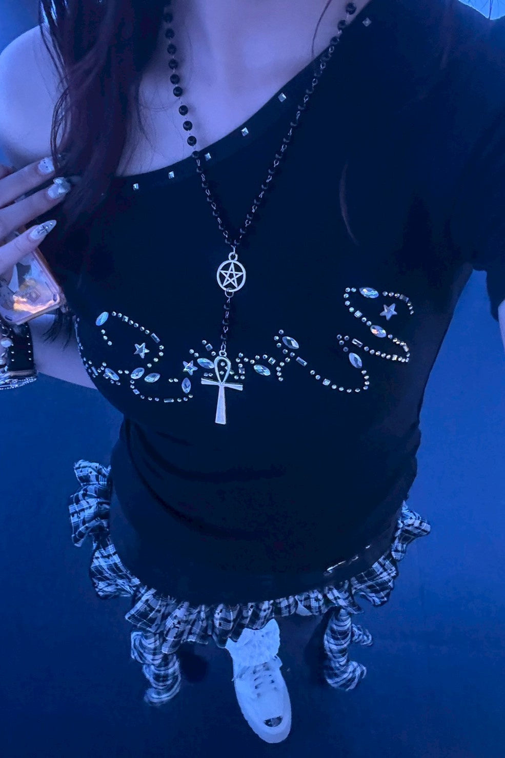 ワンショルダーラメロングTシャツ KR11233