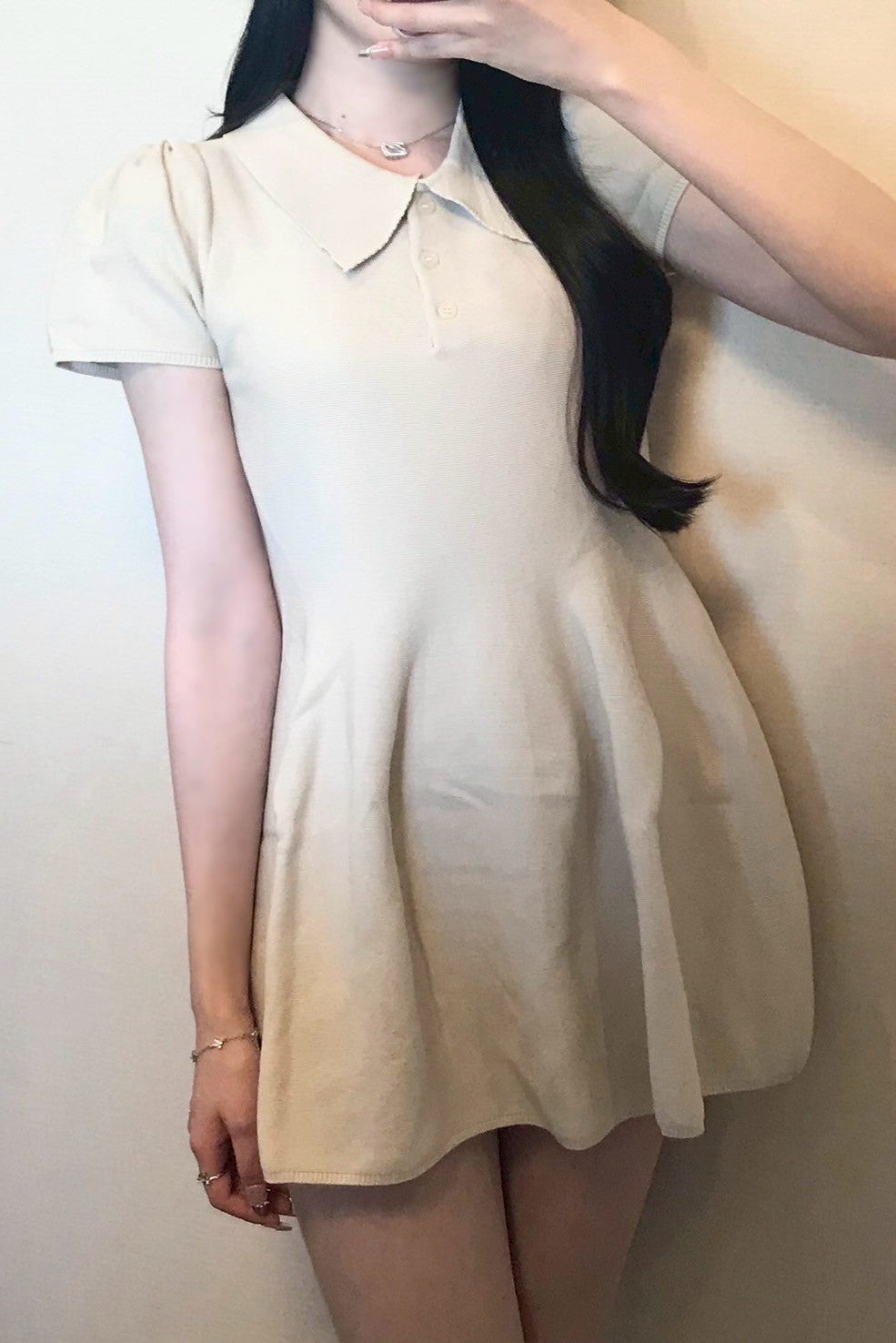 フレアスリーブ ポロワンピース KR12080