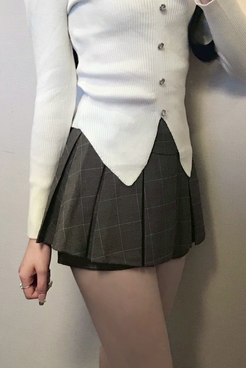 グレンチェック プリーツスカートパンツ KR12083