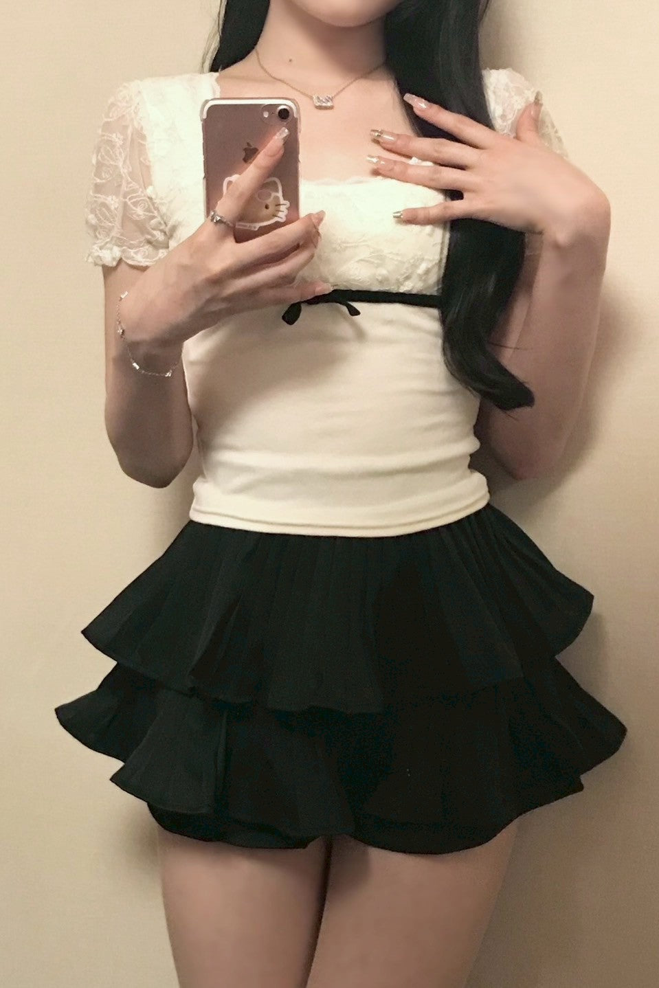 レースヨークリボンポイントトップス KR12085