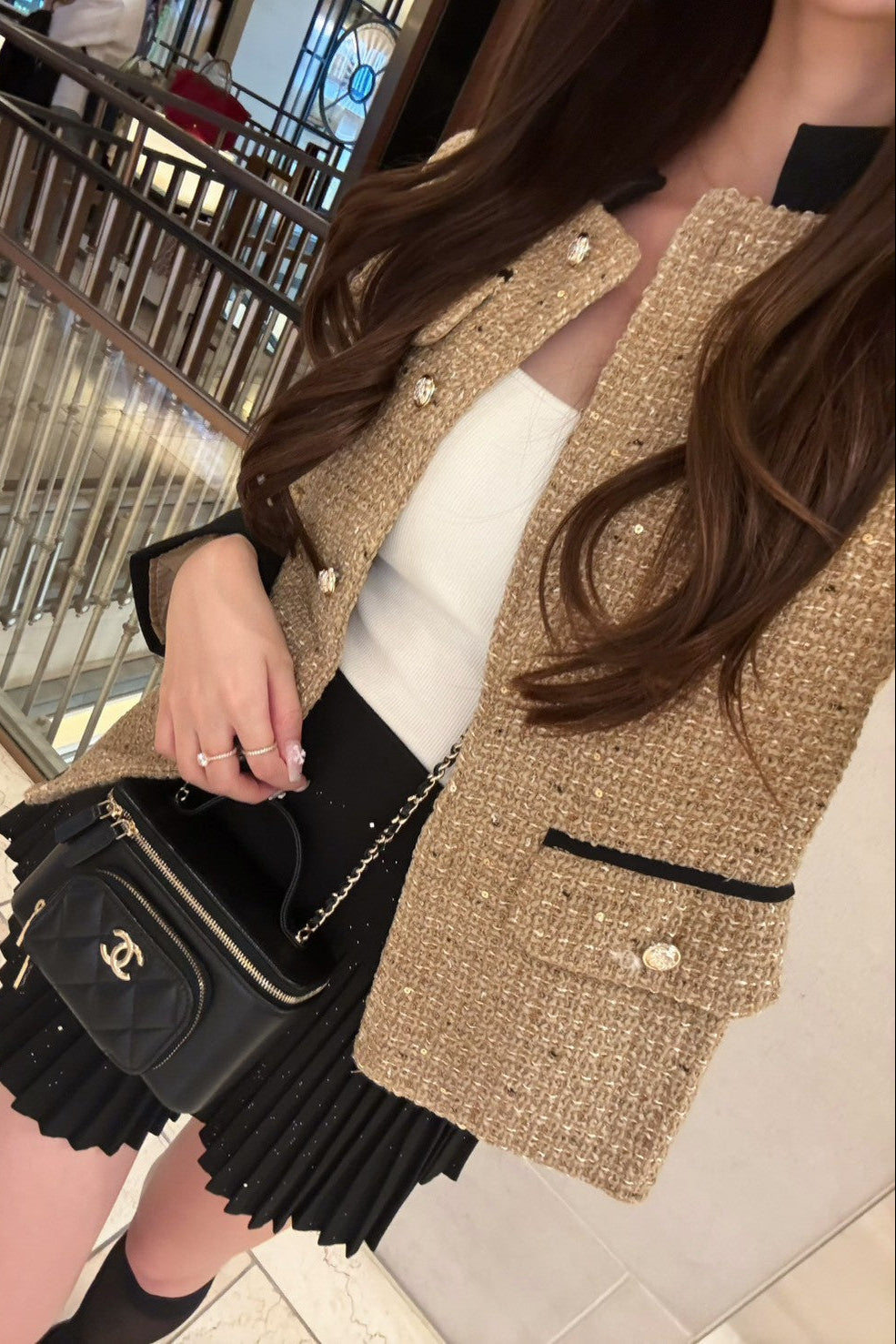 ラウンドネックツイードジャケット KR12293