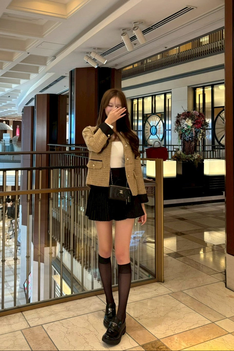 ラウンドネックツイードジャケット KR12293