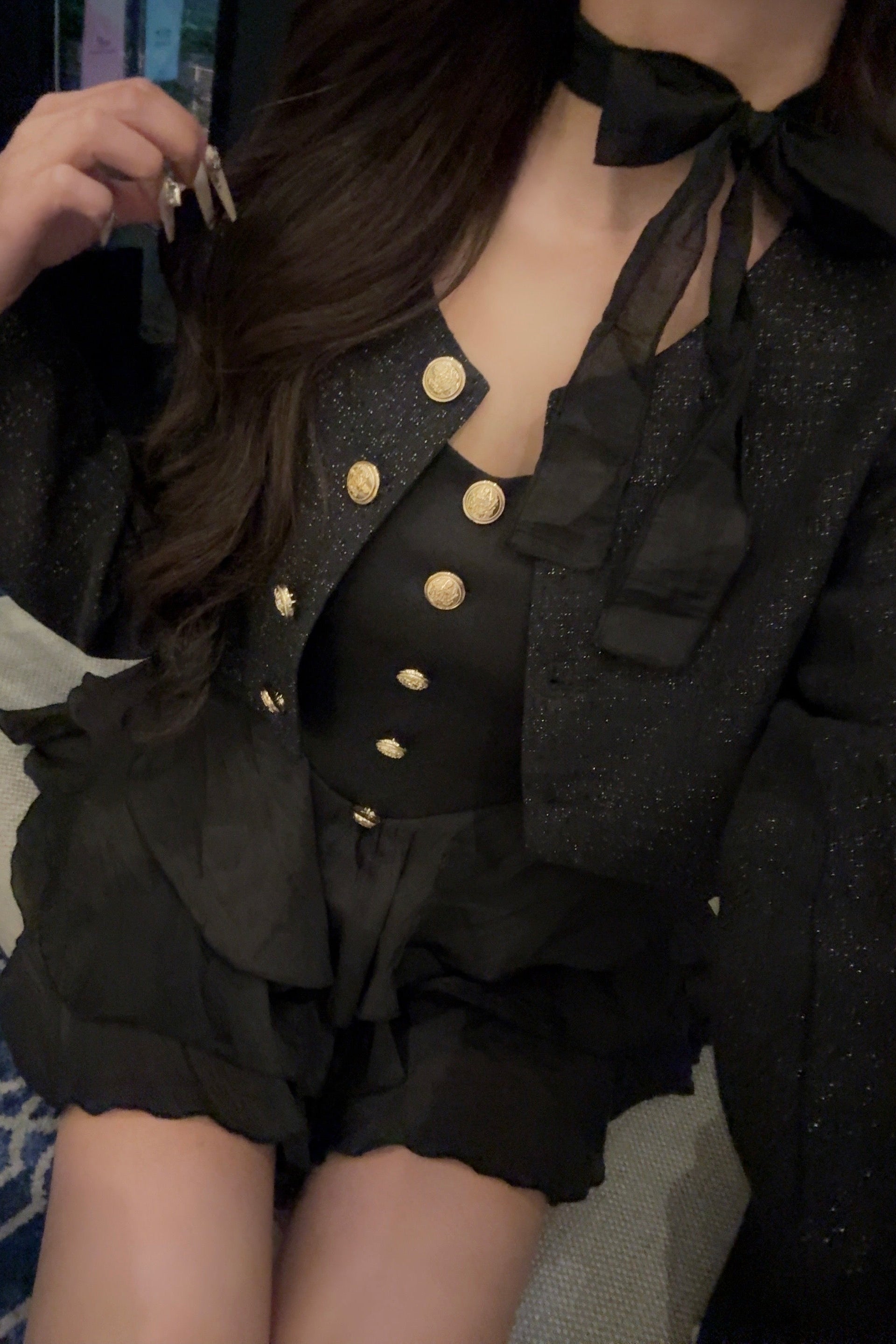 ゴールドボタンフリルセットアップ KR30050