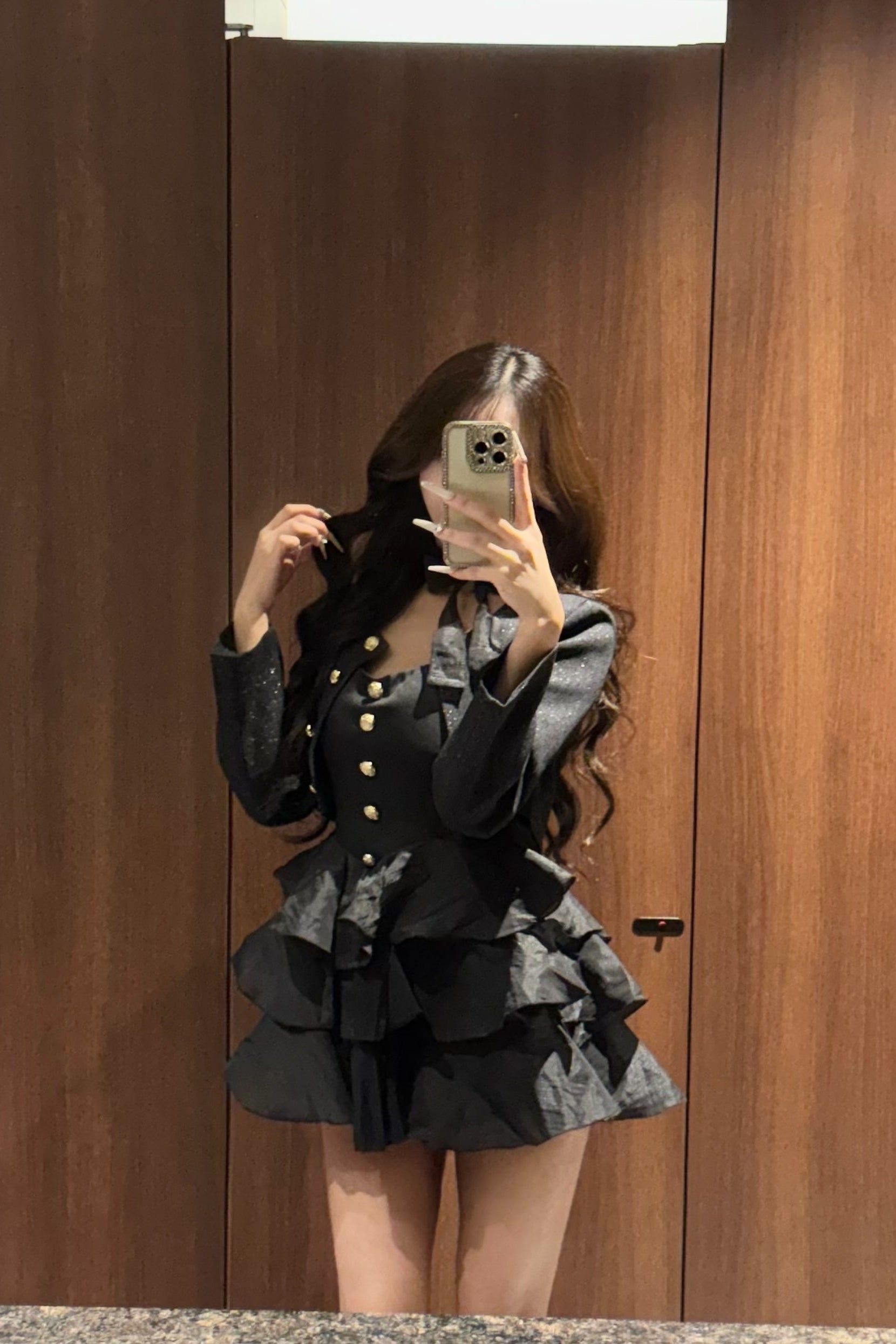 ゴールドボタンフリルセットアップ KR30050