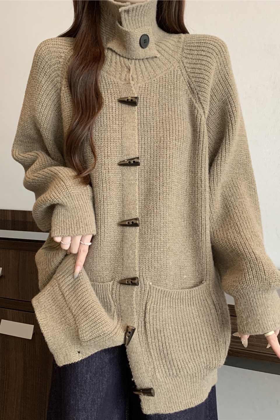 ハイネックボタンオーバーサイズカーディガン KR16069
