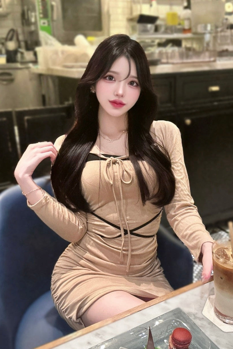 クロスリボンタイトキャミワンピース KR10844