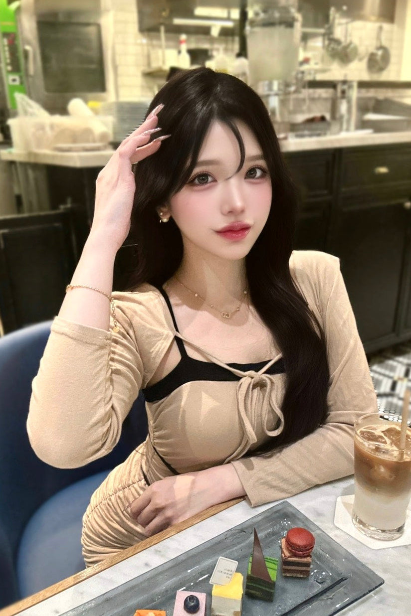 クロスリボンタイトキャミワンピース KR10844