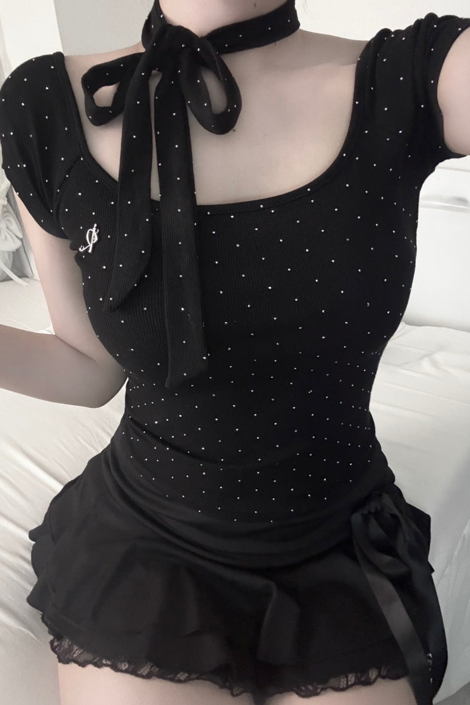UネックドットTシャツ KR11486