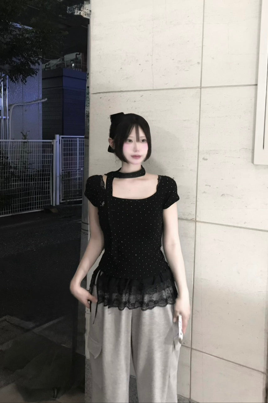 UネックドットTシャツ KR11486