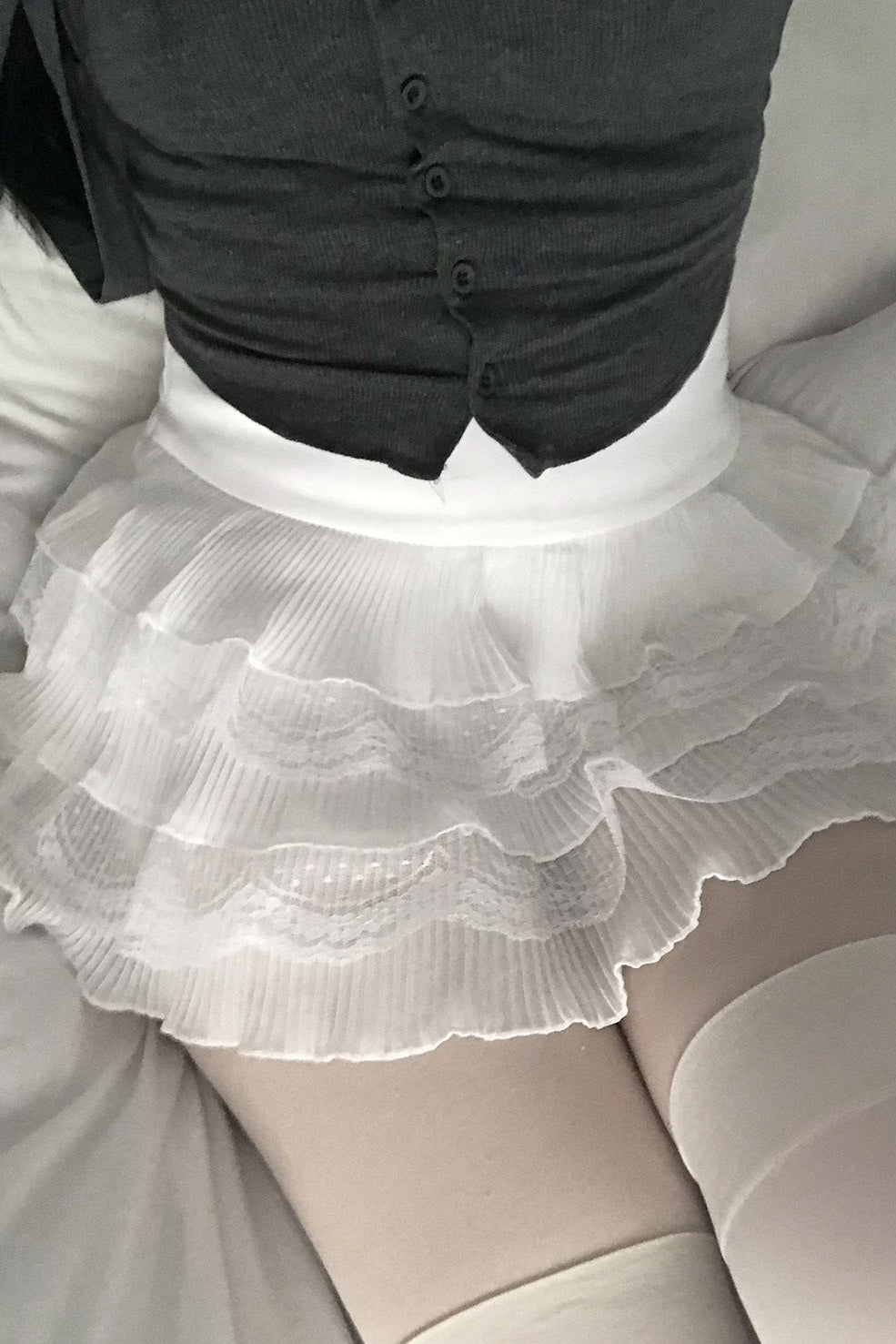 レースティアードプリーツミニスカート KR12549