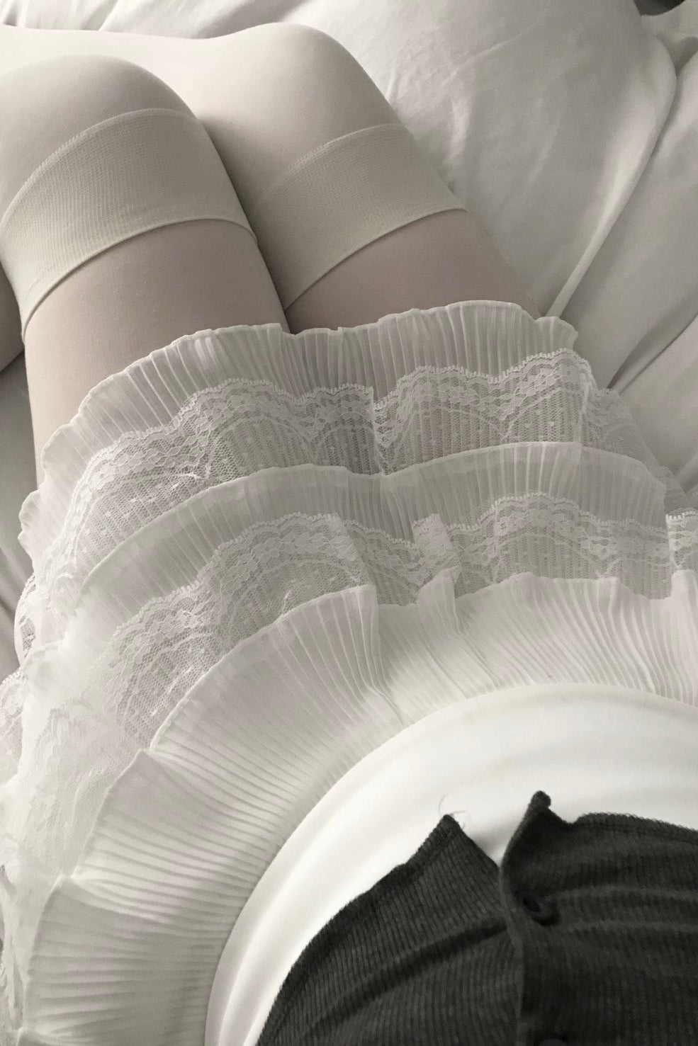 レースティアードプリーツミニスカート KR12549