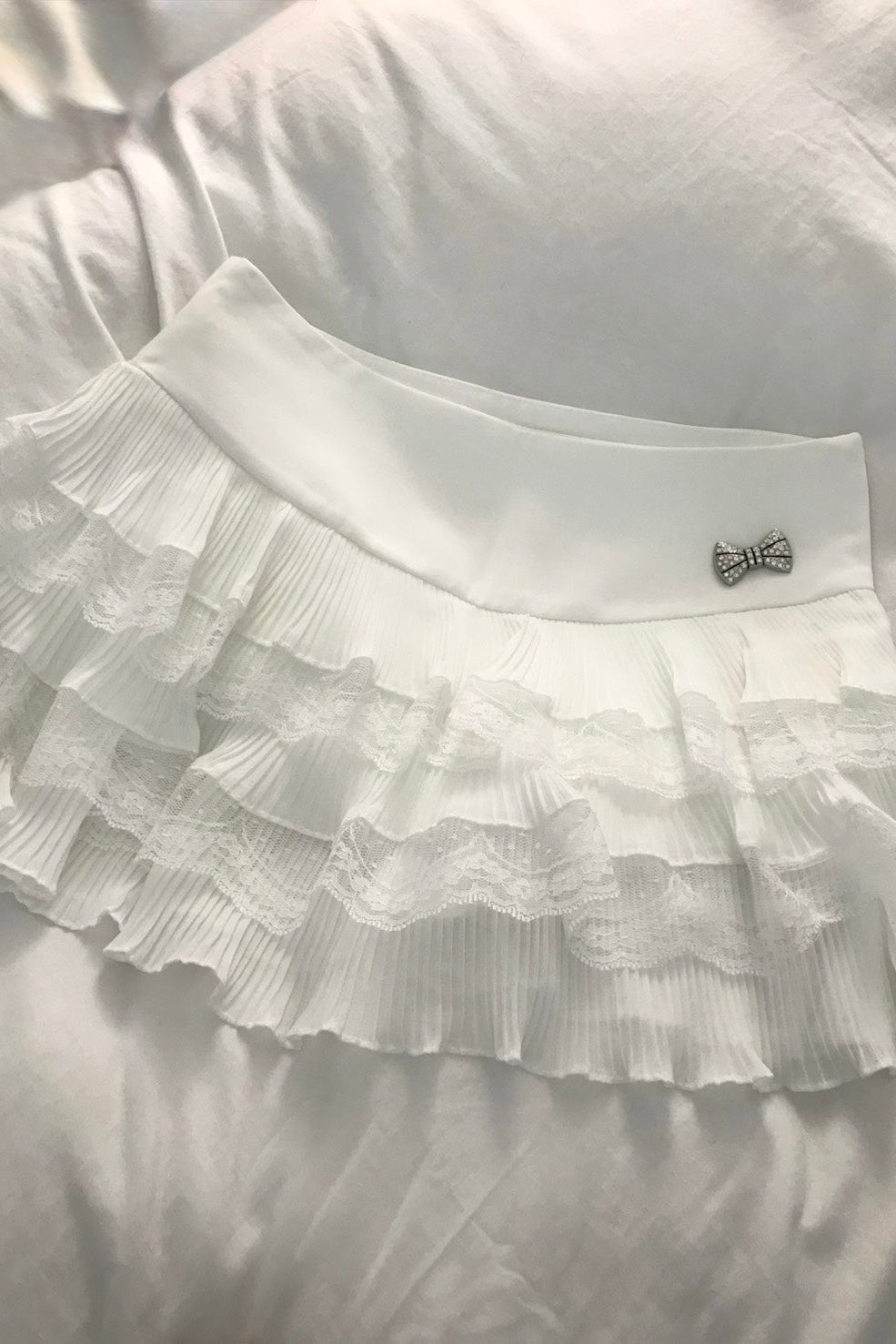 レースティアードプリーツミニスカート KR12549