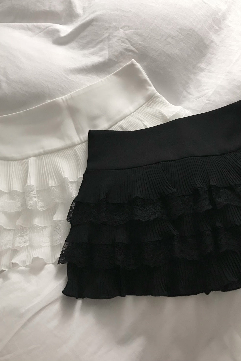 レースティアードプリーツミニスカート KR12549