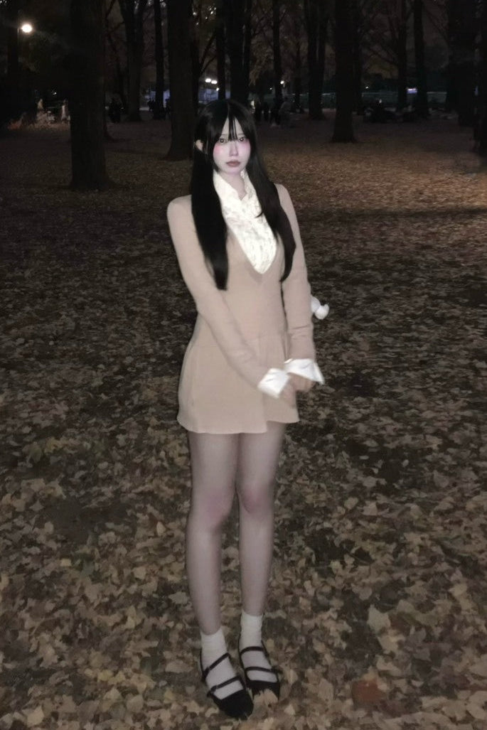 レースカラーレイヤードワンピース KR12554