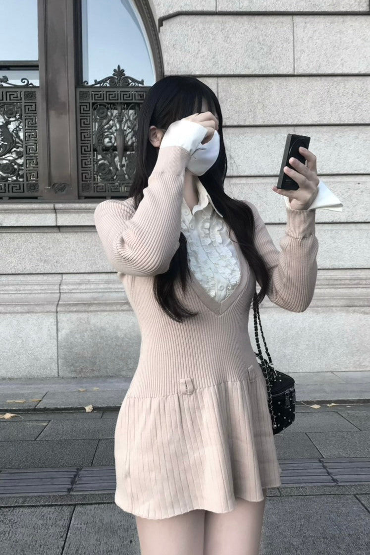 レースカラーレイヤードワンピース KR12554