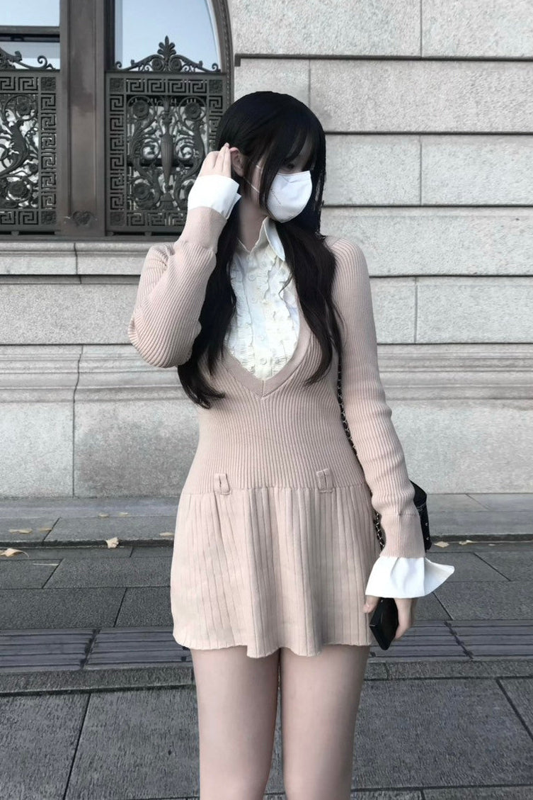 レースカラーレイヤードワンピース KR12554