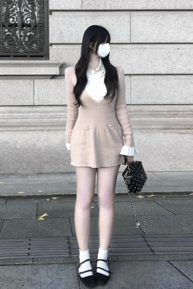 レースカラーレイヤードワンピース KR12554