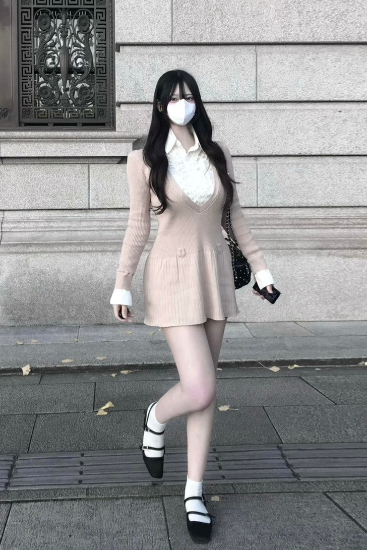 レースカラーレイヤードワンピース KR12554