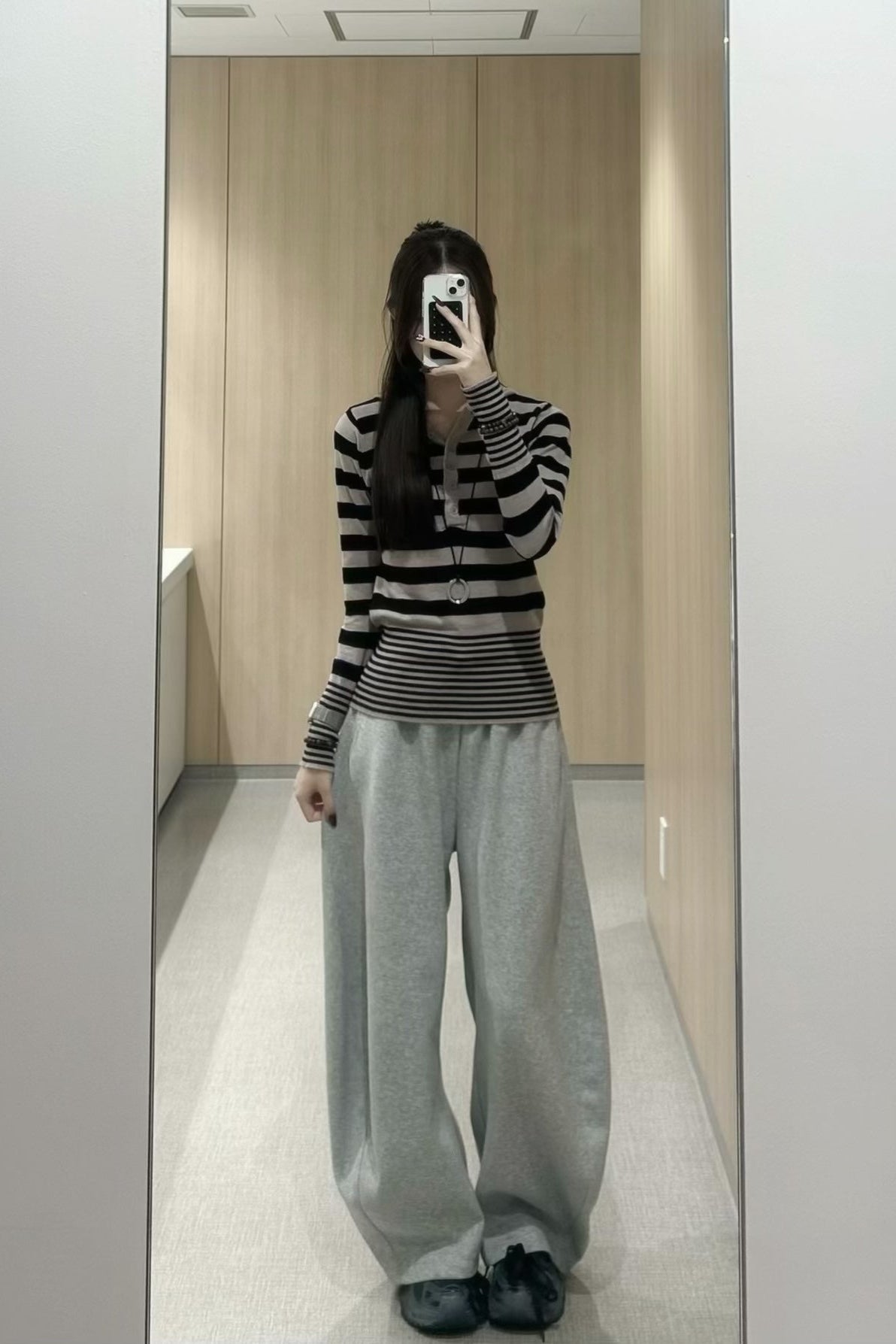 ボーダーポロニットトップス KR12627